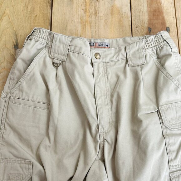 Men's 5.11 Tactical Tan Khaki Pants Rip Stop Straight Fit 36x32 - Picture 5 of 13